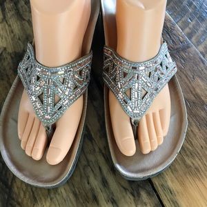 Italian shoemakers Italy thong sandal glitz gold
